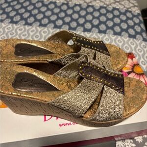 Nano Beige and Brown Wedge Sandals
